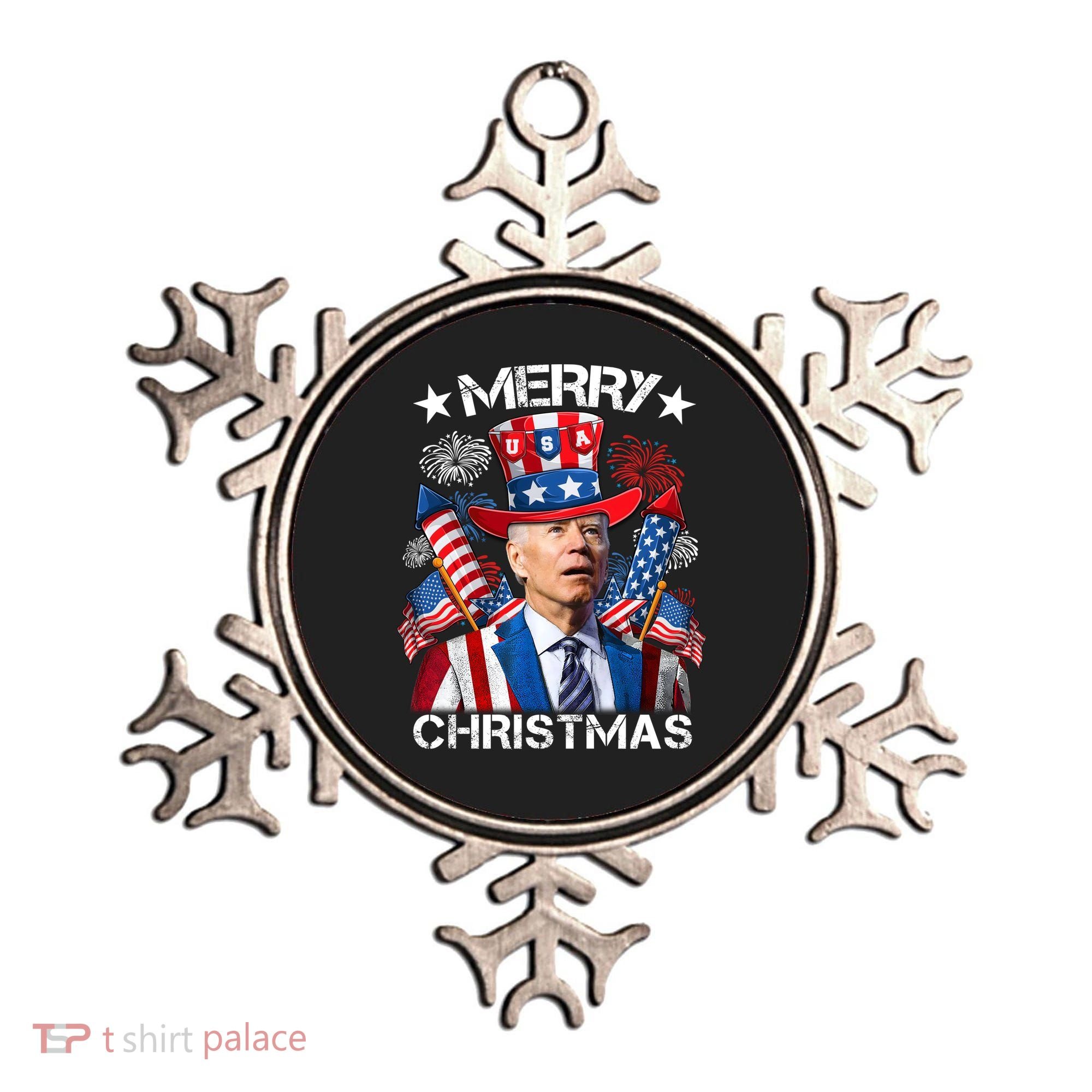 Funny Joe Biden 4th Of July Merry Christmas Firework USA Ornament