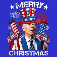 Funny Joe Biden 4th Of July Merry Christmas Firework USA Long Sleeve Shirt thumb 2