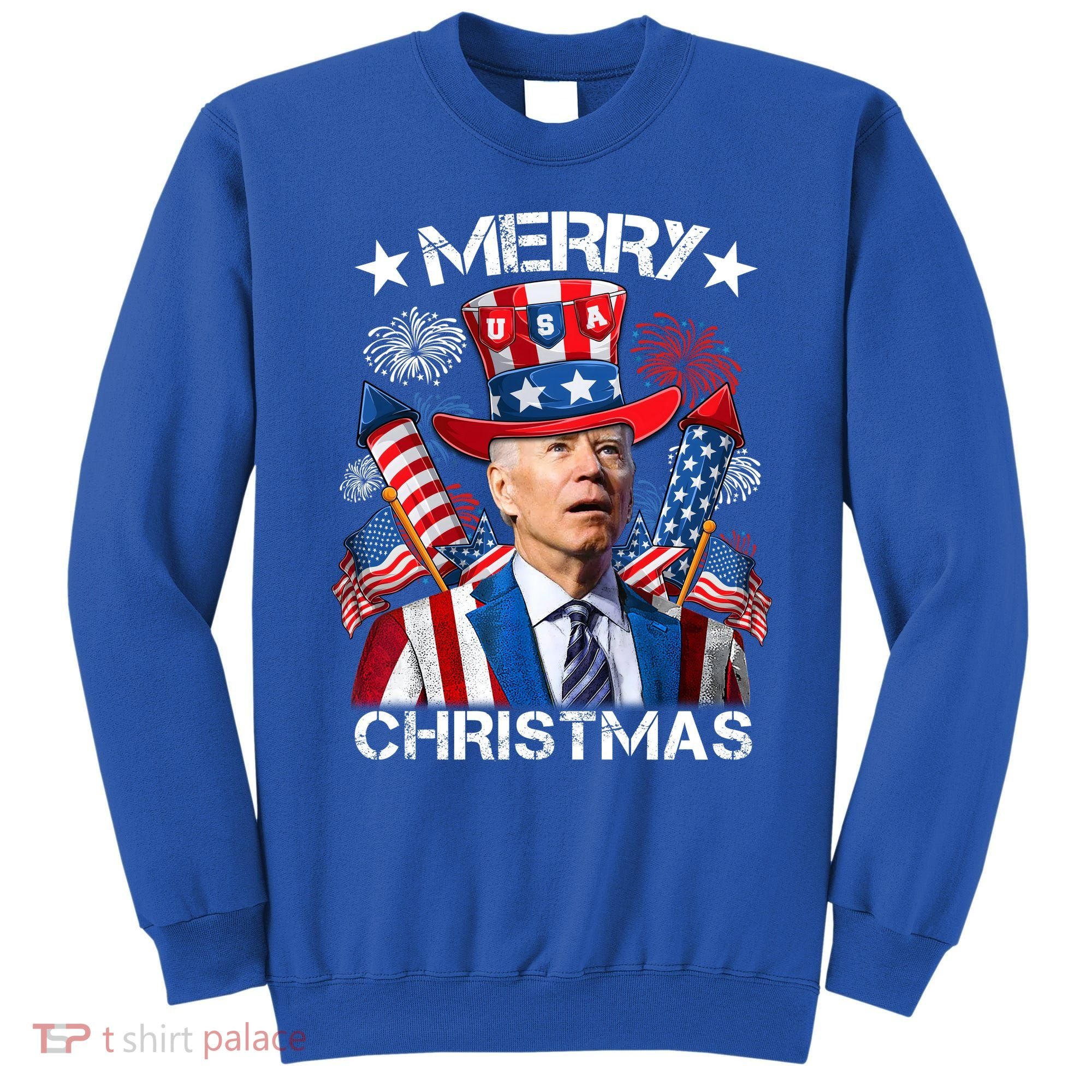 Funny Joe Biden 4th Of July Merry Christmas Firework USA Sweatshirt