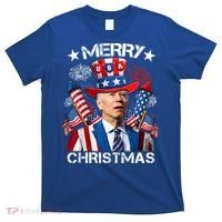 Funny Joe Biden 4th Of July Merry Christmas Firework USA T-Shirt thumb 0