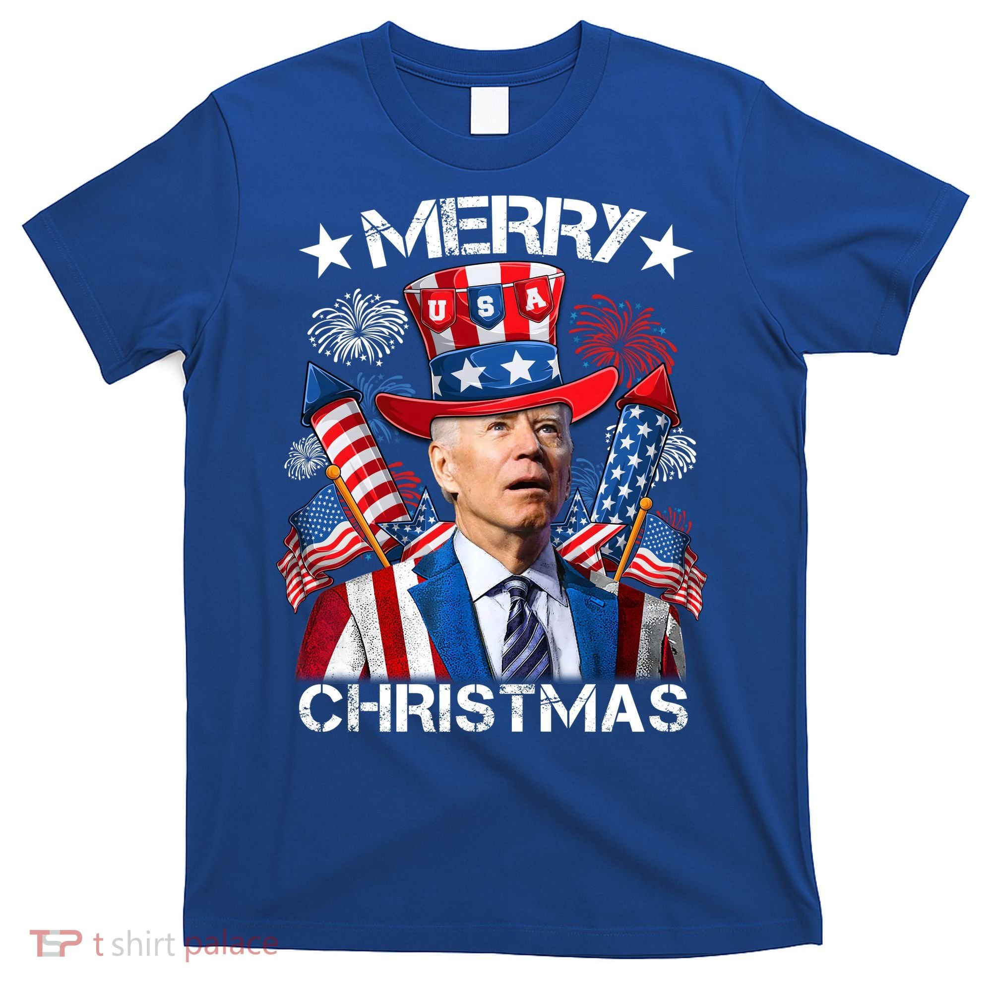 Funny Joe Biden 4th Of July Merry Christmas Firework USA T-Shirt