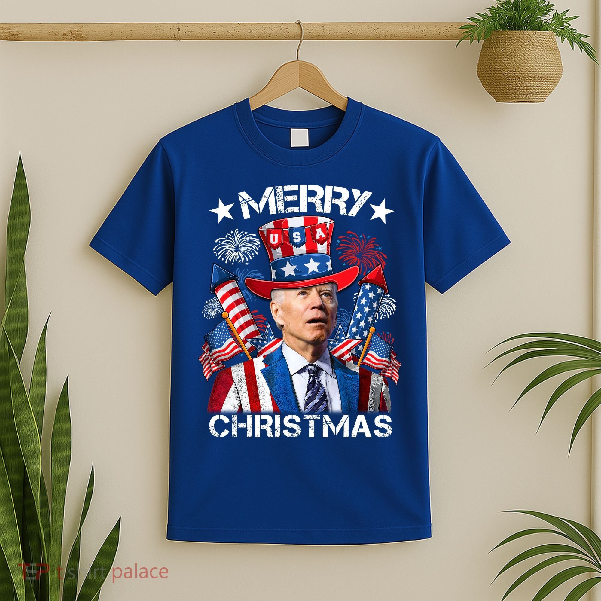 Funny Joe Biden 4th Of July Merry Christmas Firework USA T-Shirt