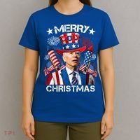 Funny Joe Biden 4th Of July Merry Christmas Firework USA T-Shirt thumb 4