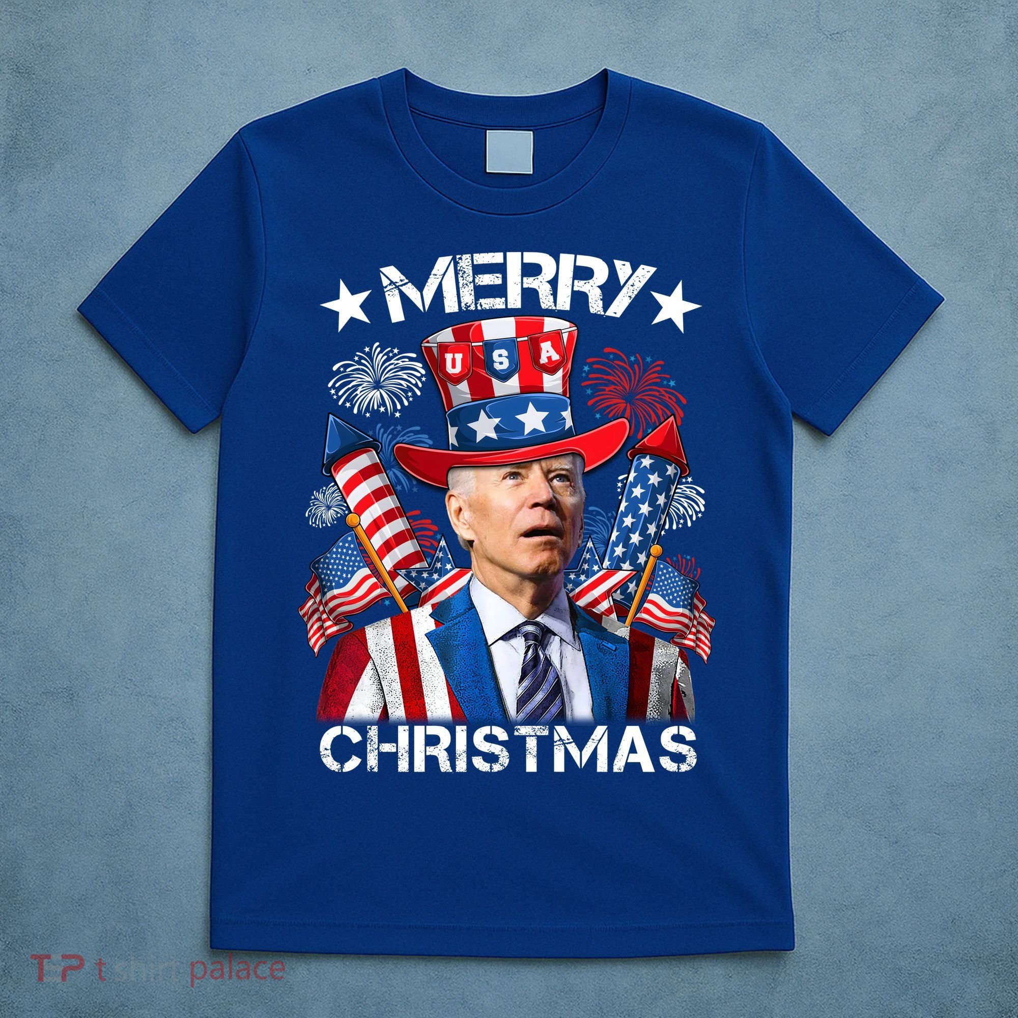 Funny Joe Biden 4th Of July Merry Christmas Firework USA T-Shirt
