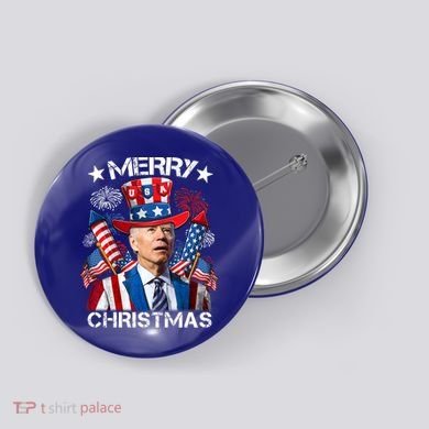 Funny Joe Biden 4th Of July Merry Christmas Firework USA Button