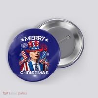 Funny Joe Biden 4th Of July Merry Christmas Firework USA Button thumb 0