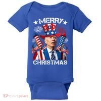 Funny Joe Biden 4th Of July Merry Christmas Firework USA Baby Bodysuit thumb 0