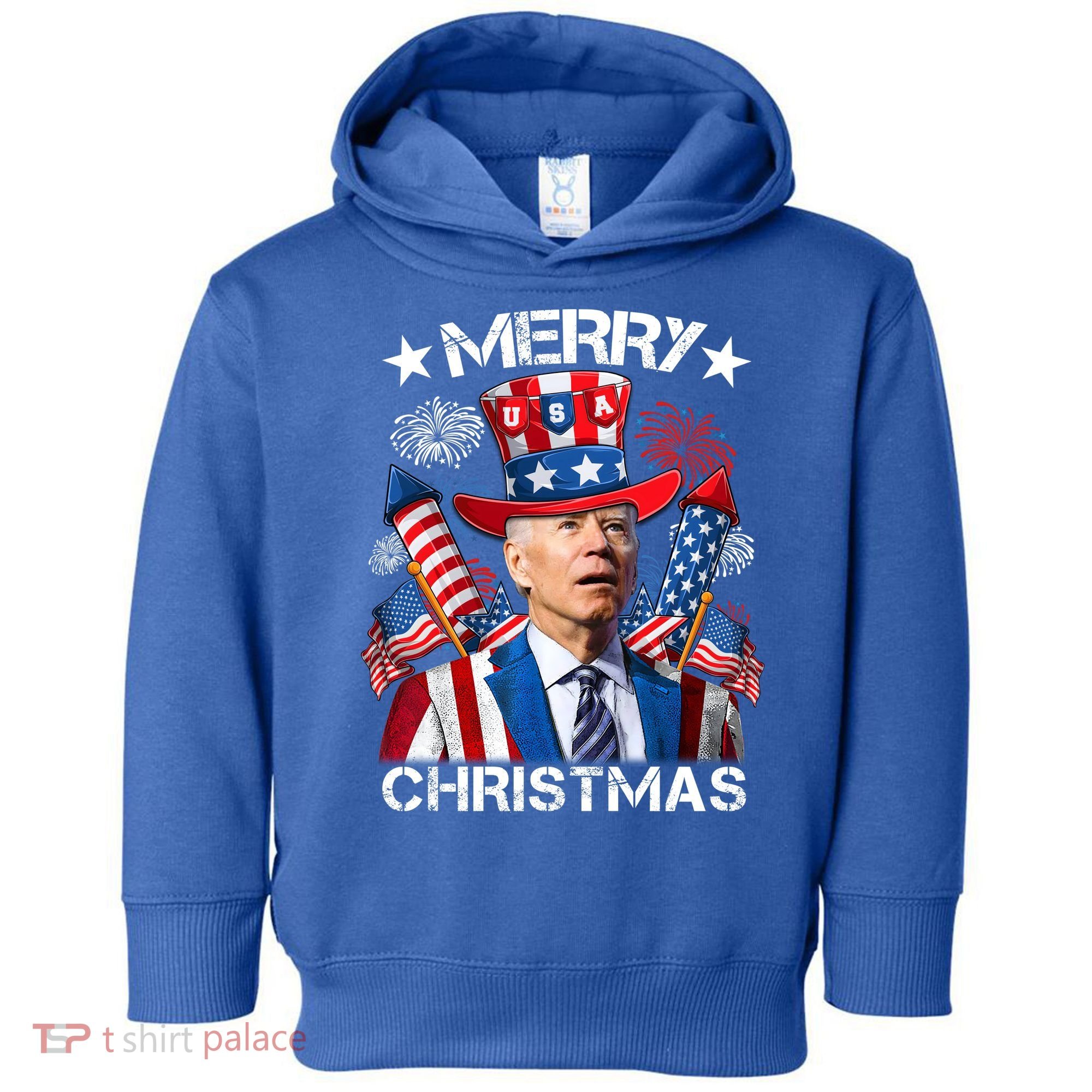 Funny Joe Biden 4th Of July Merry Christmas Firework USA Toddler Hoodie