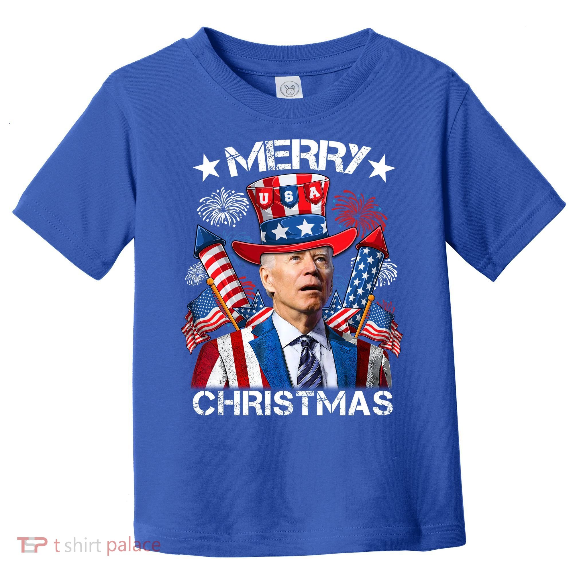 Funny Joe Biden 4th Of July Merry Christmas Firework USA Toddler T-Shirt