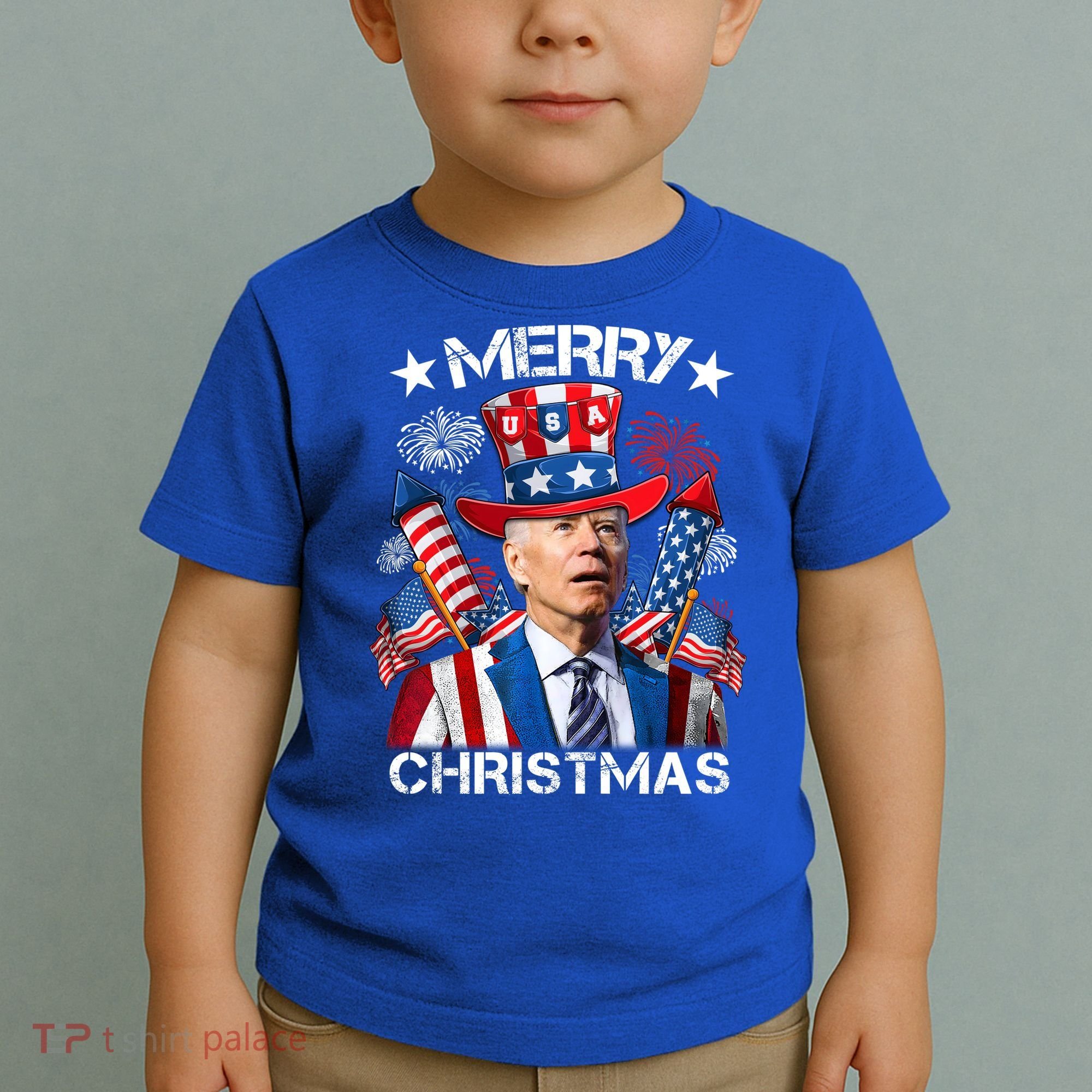 Funny Joe Biden 4th Of July Merry Christmas Firework USA Toddler T-Shirt