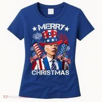 Funny Joe Biden 4th Of July Merry Christmas Firework USA Women's T-Shirt thumb 0