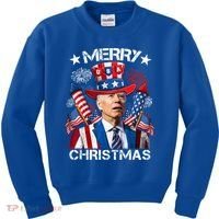 Funny Joe Biden 4th Of July Merry Christmas Firework USA Kids Sweatshirt thumb 0