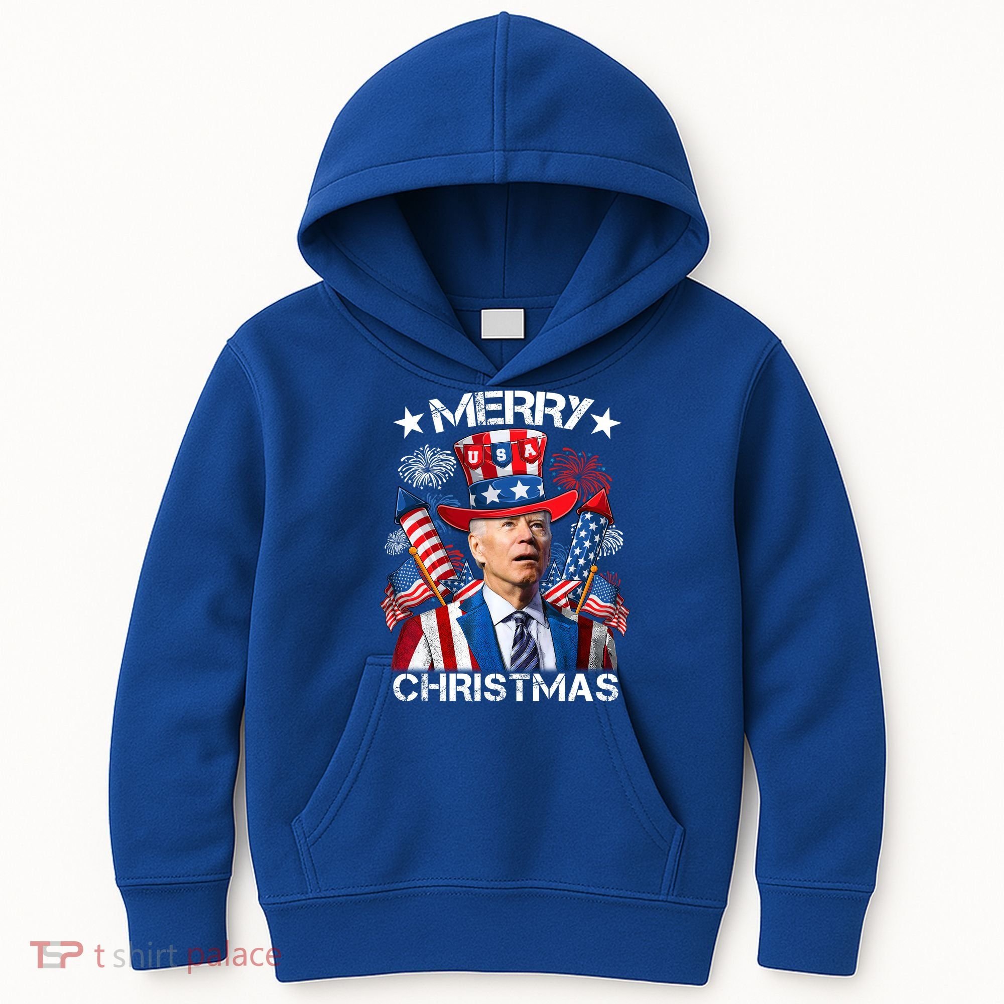 Funny Joe Biden 4th Of July Merry Christmas Firework USA Kids Hoodie