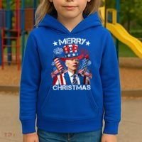Funny Joe Biden 4th Of July Merry Christmas Firework USA Kids Hoodie thumb 3