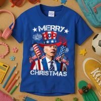Funny Joe Biden 4th Of July Merry Christmas Firework USA Kids T-Shirt thumb 3