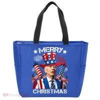 Funny Joe Biden 4th Of July Merry Christmas Firework USA Tote Bag thumb 0