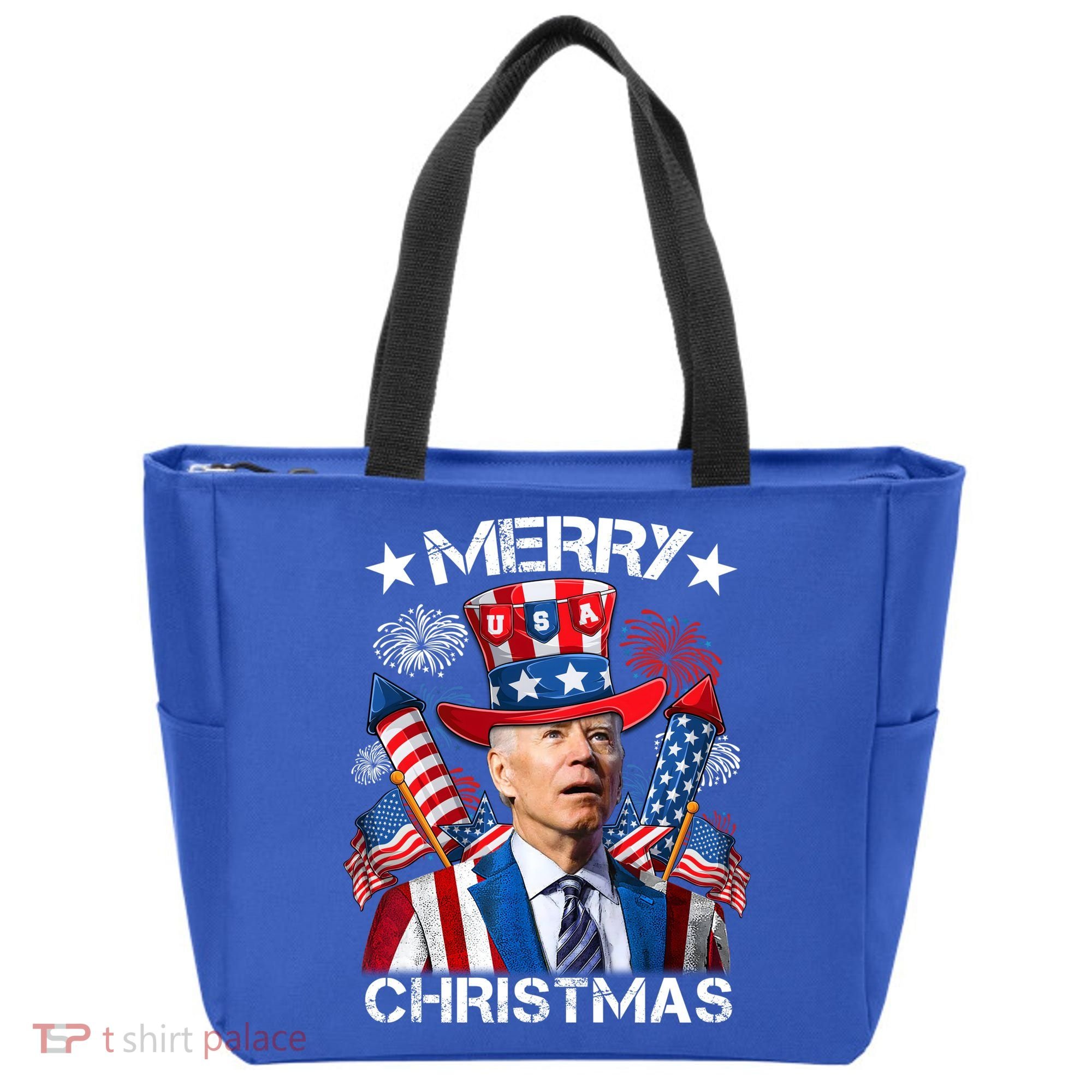 Funny Joe Biden 4th Of July Merry Christmas Firework USA Tote Bag
