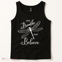 Funny Just Breathe And Believe Dragonfly Print Cool Gift Tank Top thumb 2