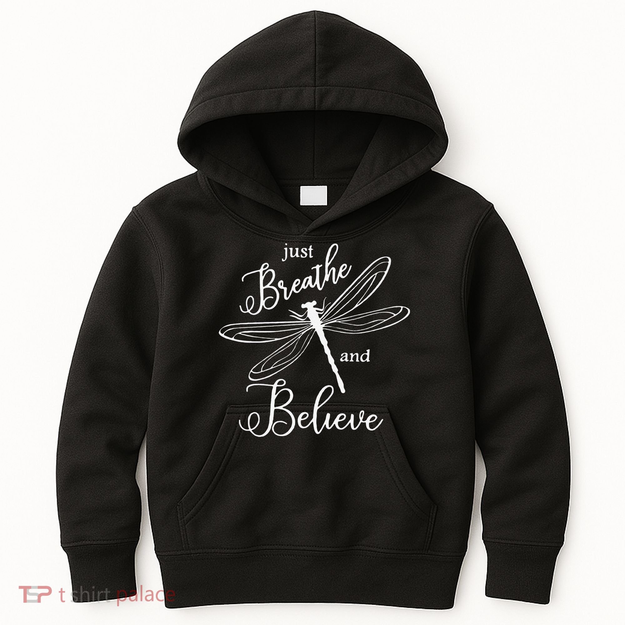 Funny Just Breathe And Believe Dragonfly Print Cool Gift Kids Hoodie