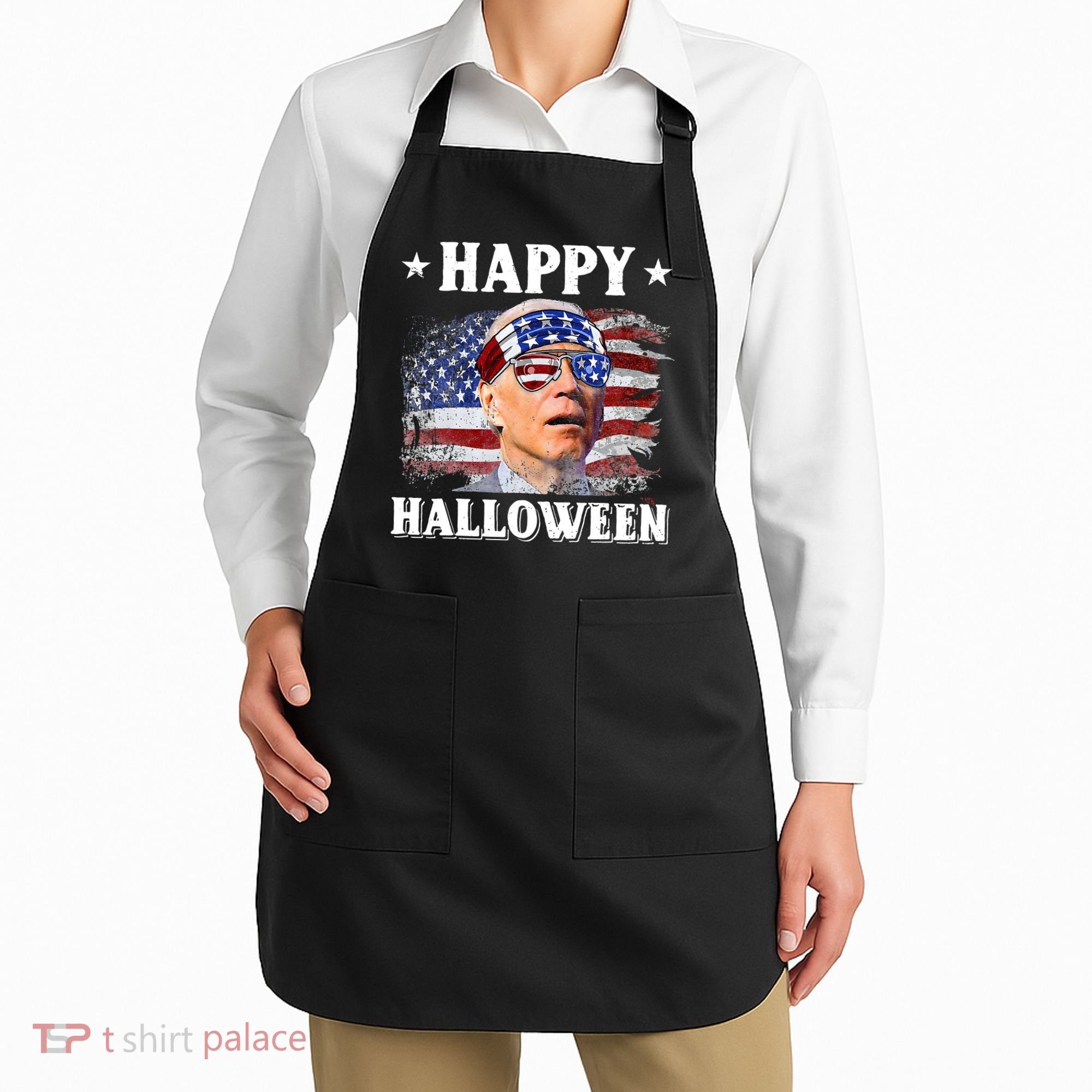 Funny Joe Biden Happy Halloween Confused 4th Of July Apron