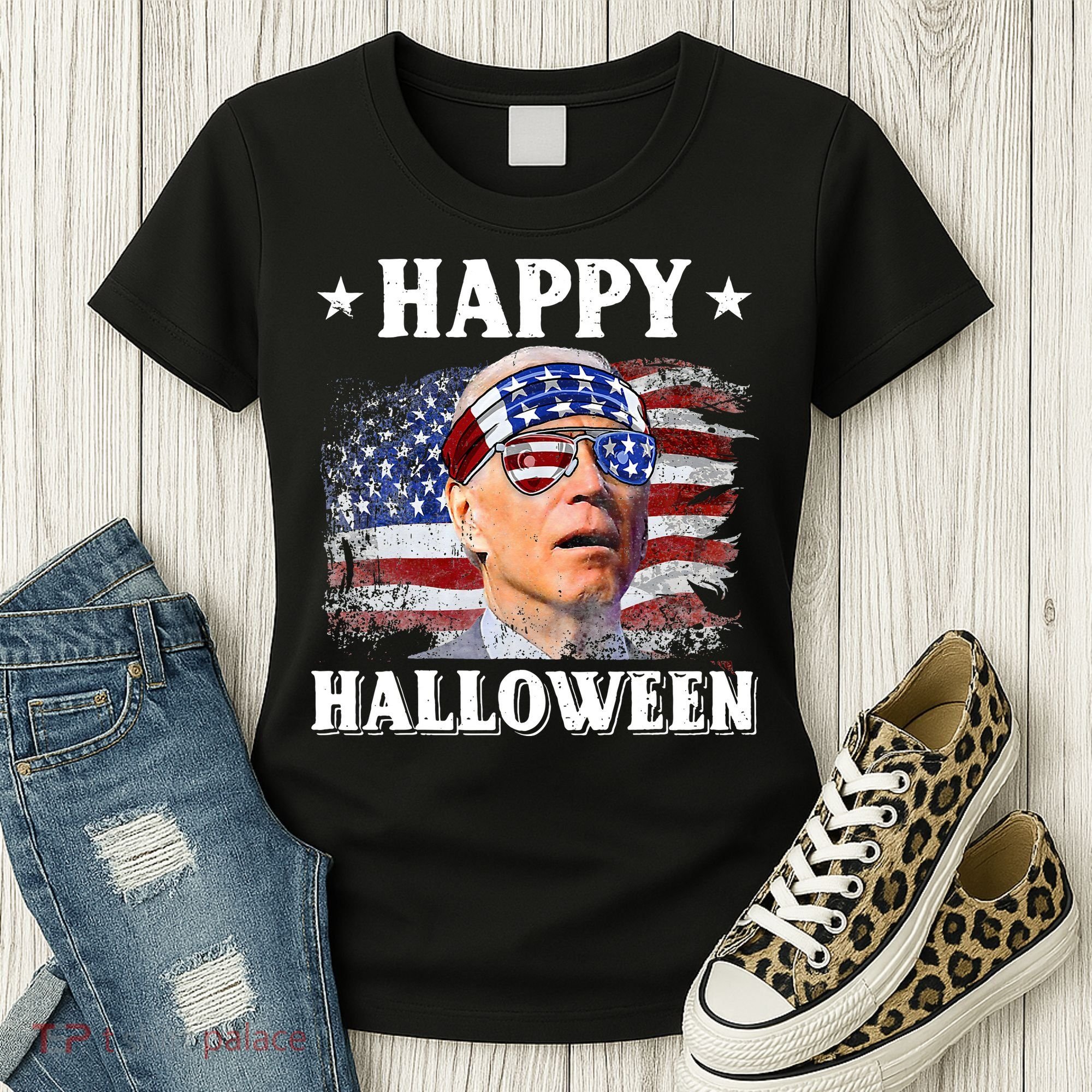 Funny Joe Biden Happy Halloween Confused 4th Of July Women's T-Shirt
