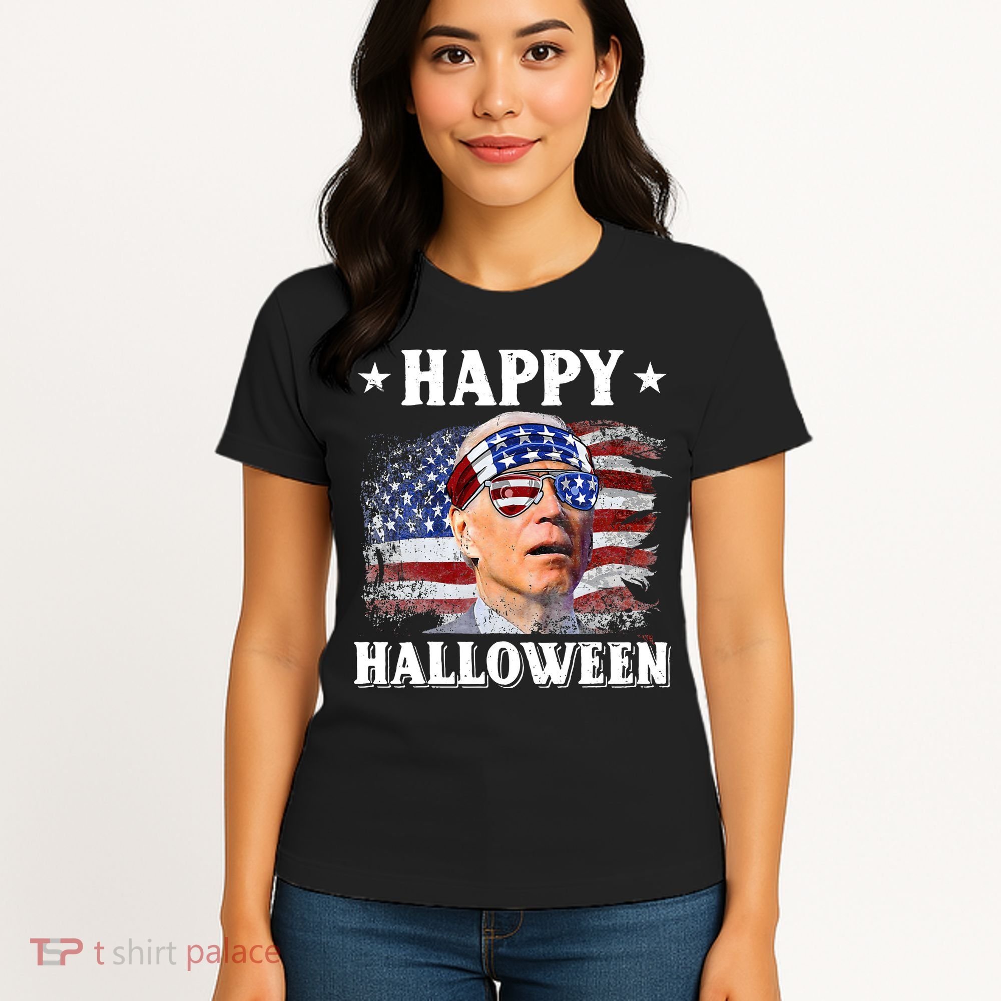 Funny Joe Biden Happy Halloween Confused 4th Of July Women's T-Shirt