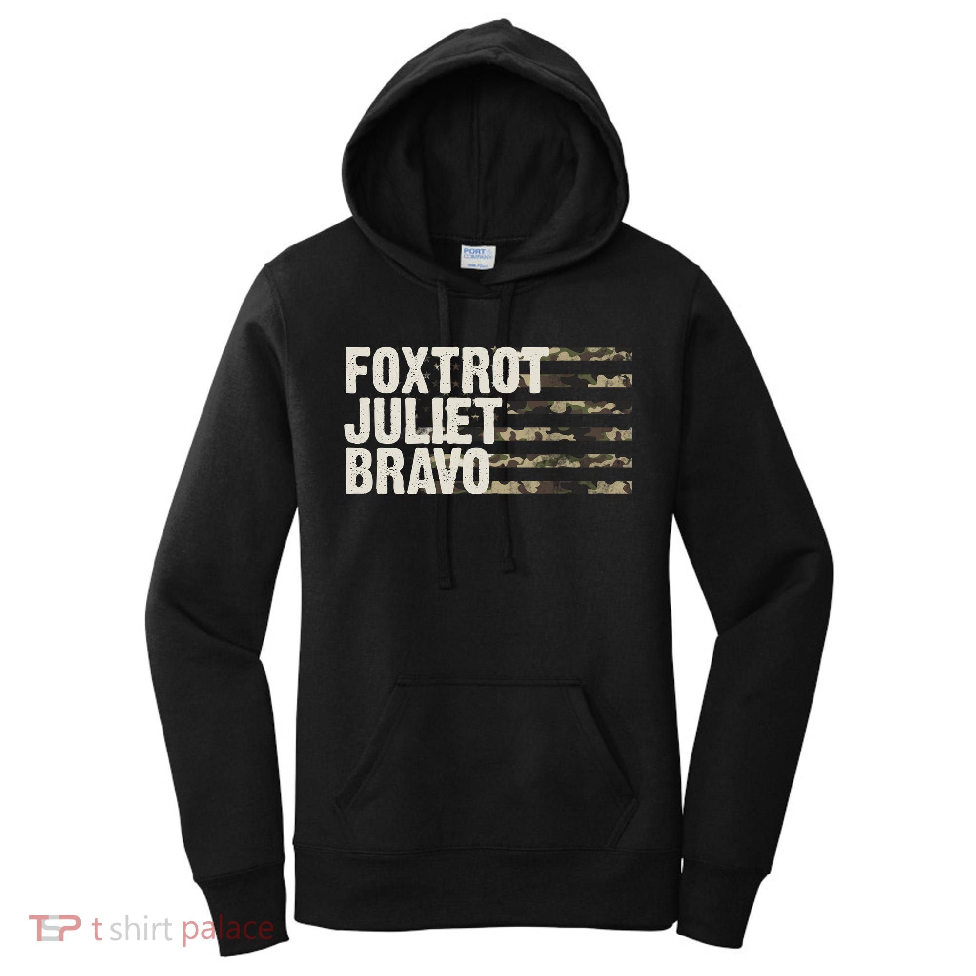 Foxtrot Juliet Bravo Camo Military Flag Women's Hoodie