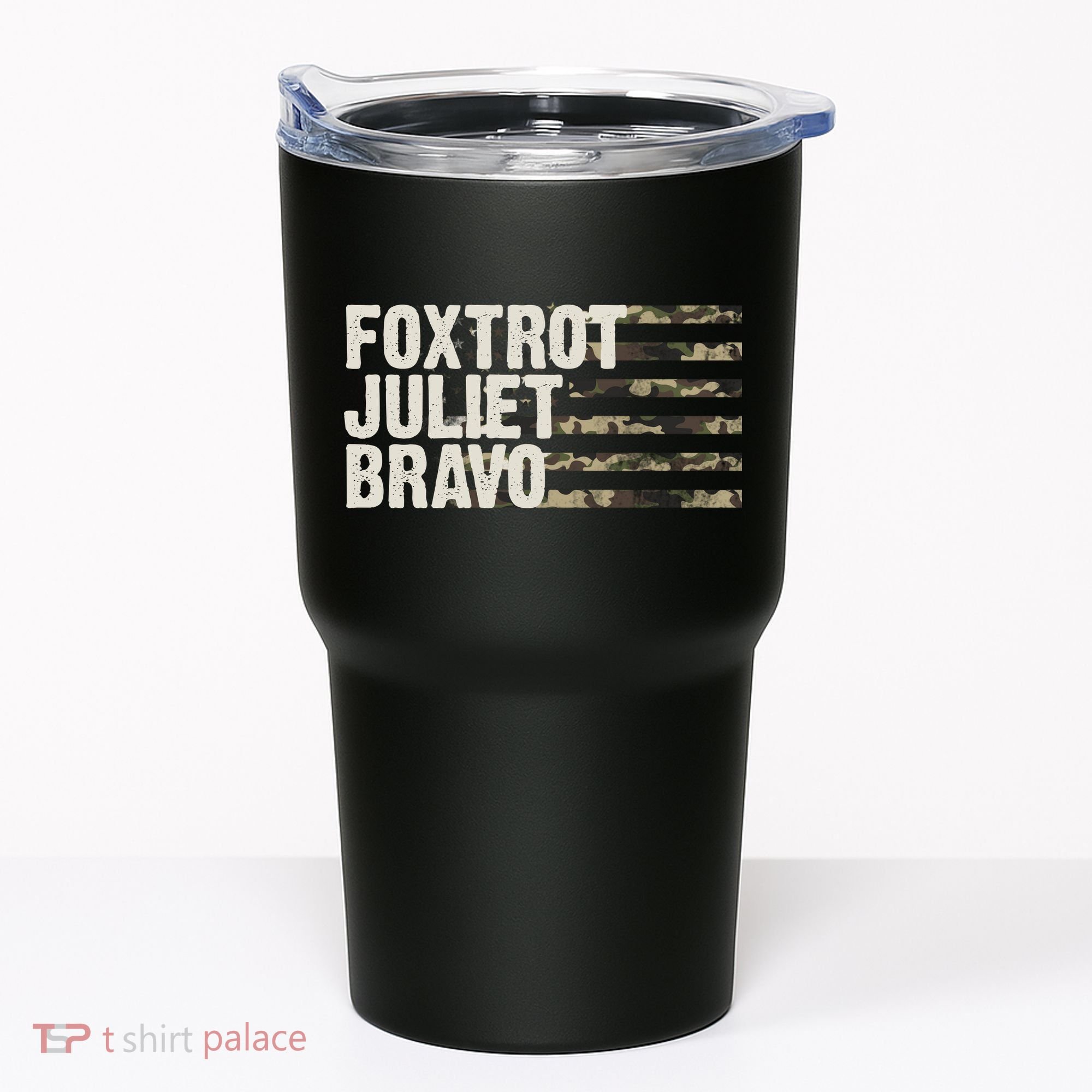 Foxtrot Juliet Bravo Camo Military Flag Tumbler