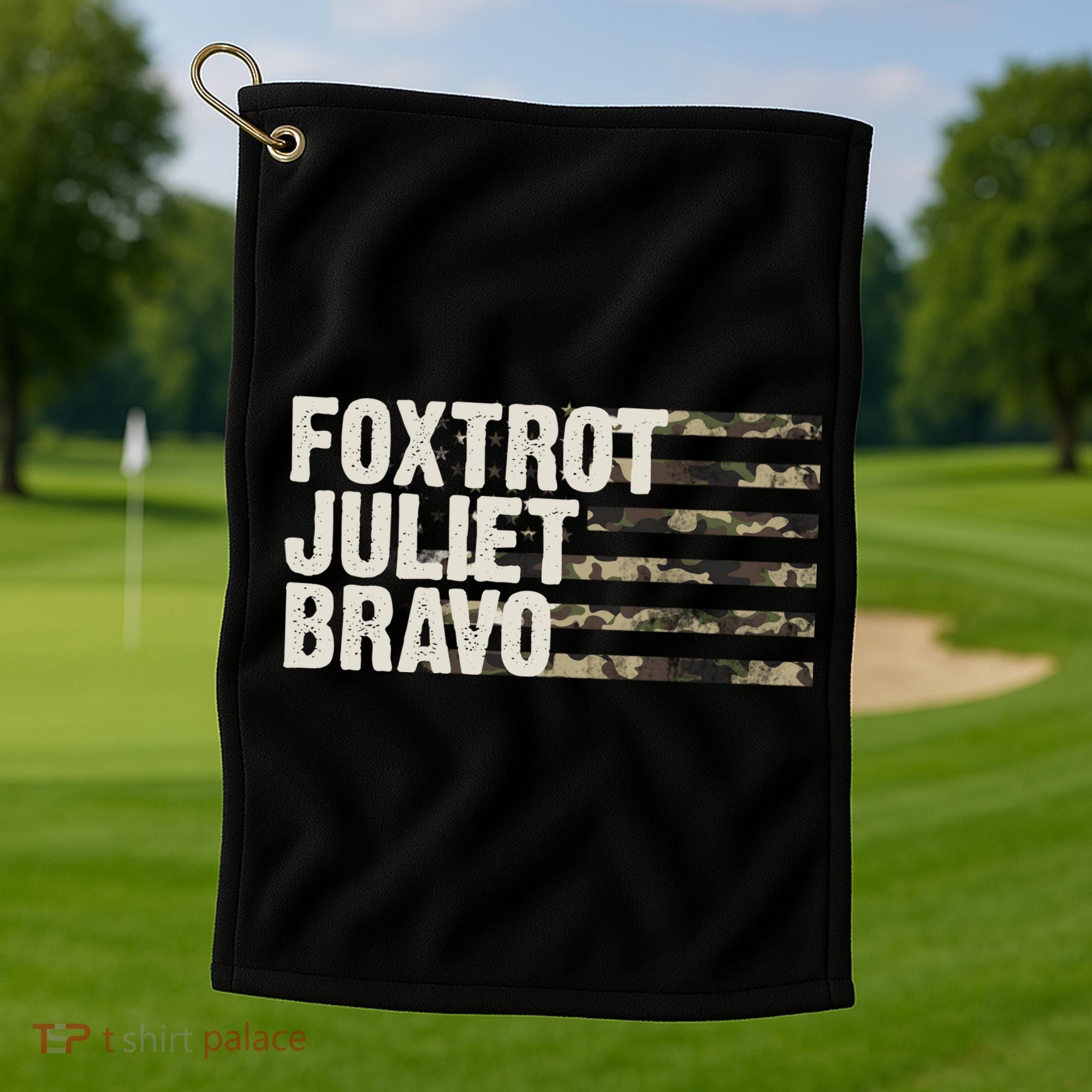 Foxtrot Juliet Bravo Camo Military Flag Golf Towel
