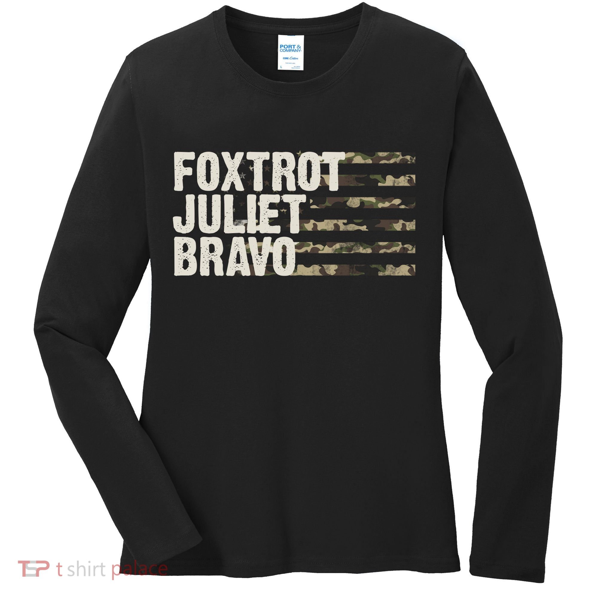 Foxtrot Juliet Bravo Camo Military Flag Women's Long Sleeve Shirt