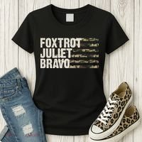 Foxtrot Juliet Bravo Camo Military Flag Women's T-Shirt thumb 3