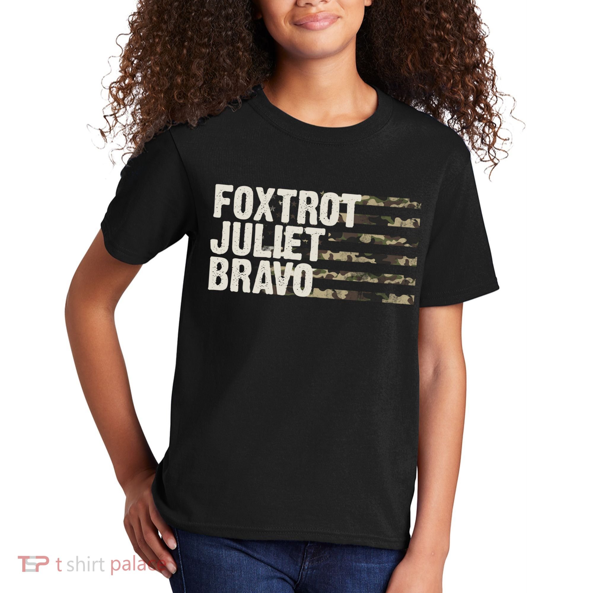 Foxtrot Juliet Bravo Camo Military Flag Kids T-Shirt