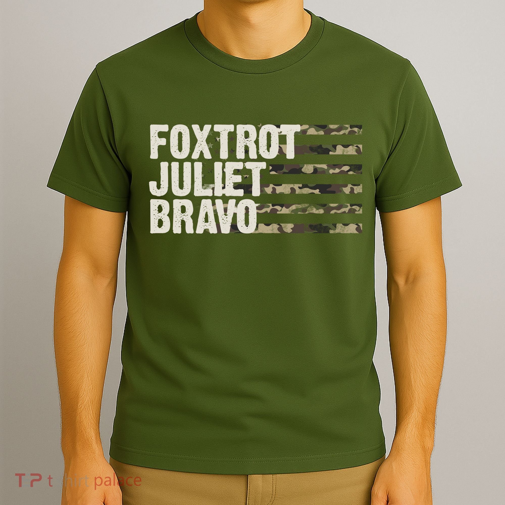 Foxtrot Juliet Bravo Camo Military Flag T-Shirt