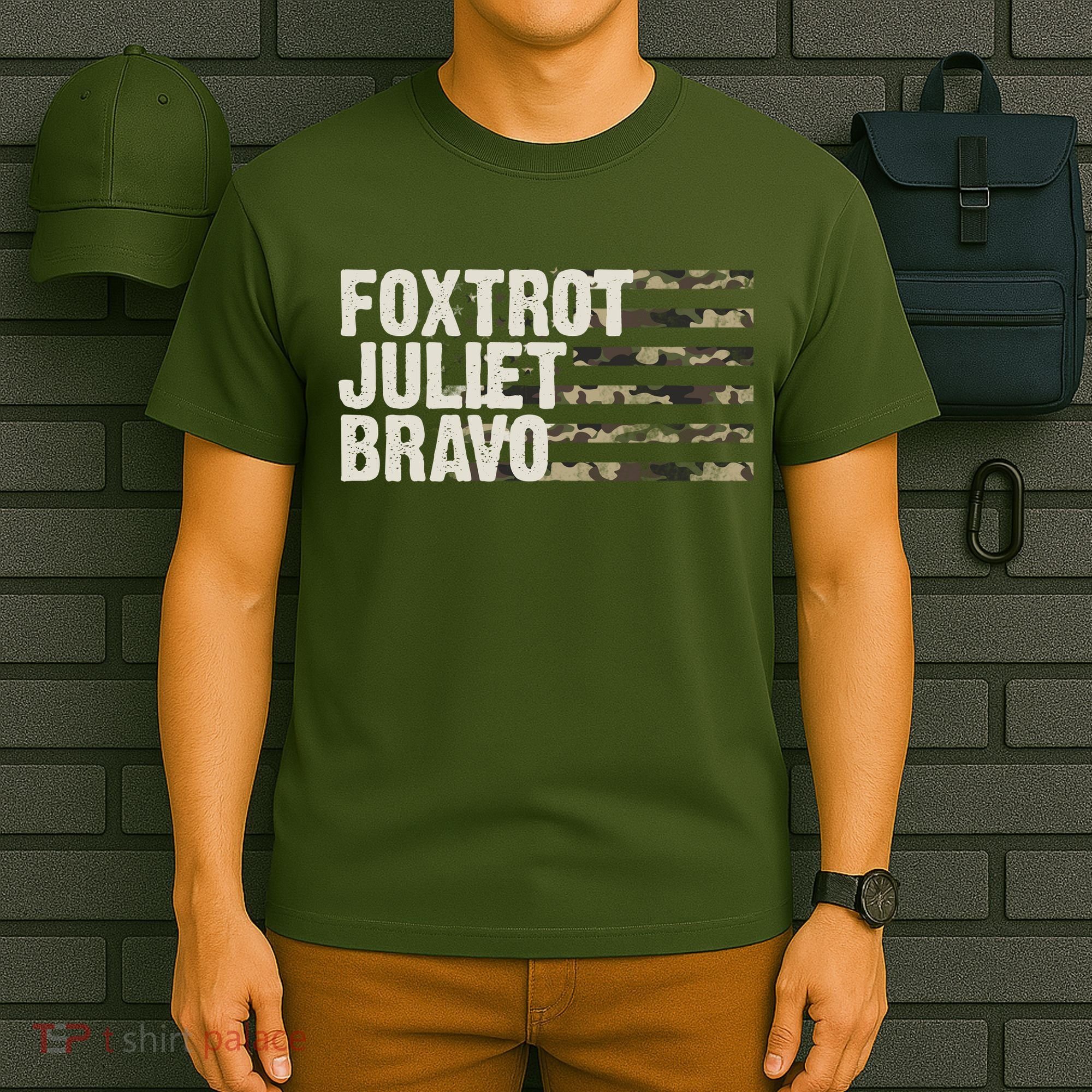 Foxtrot Juliet Bravo Camo Military Flag T-Shirt