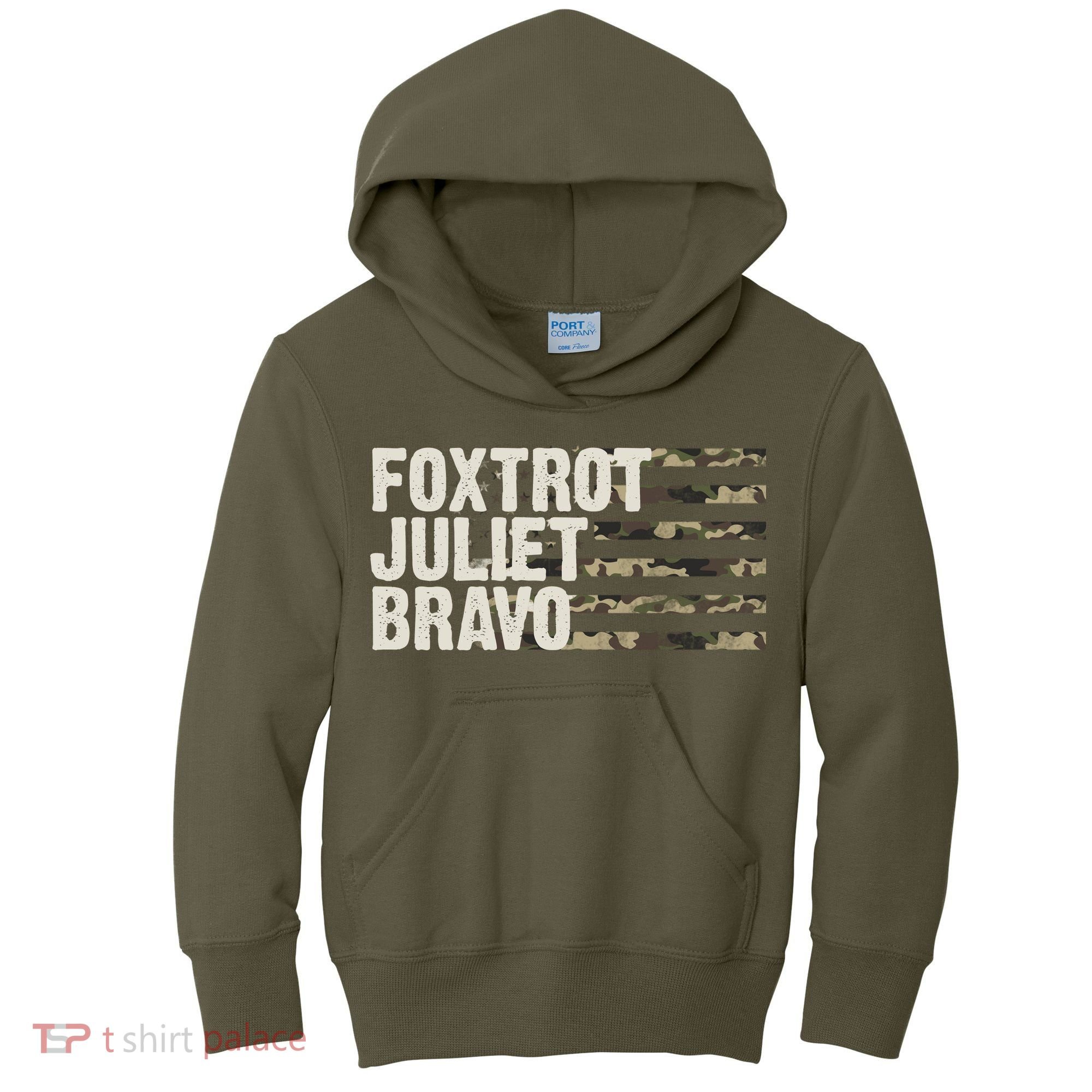 Foxtrot Juliet Bravo Camo Military Flag Kids Hoodie