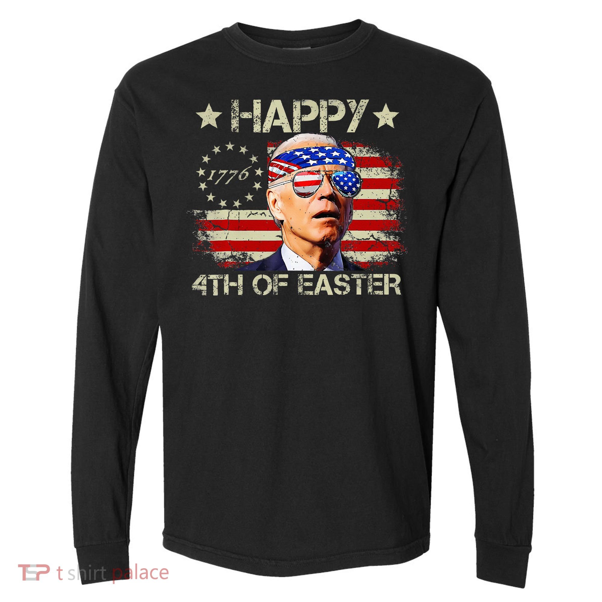 Funny Joe Biden 4th Of July Happy 4th Of Easter Us Flag Comfort Colors Heavyweight Long Sleeve T-Shirt