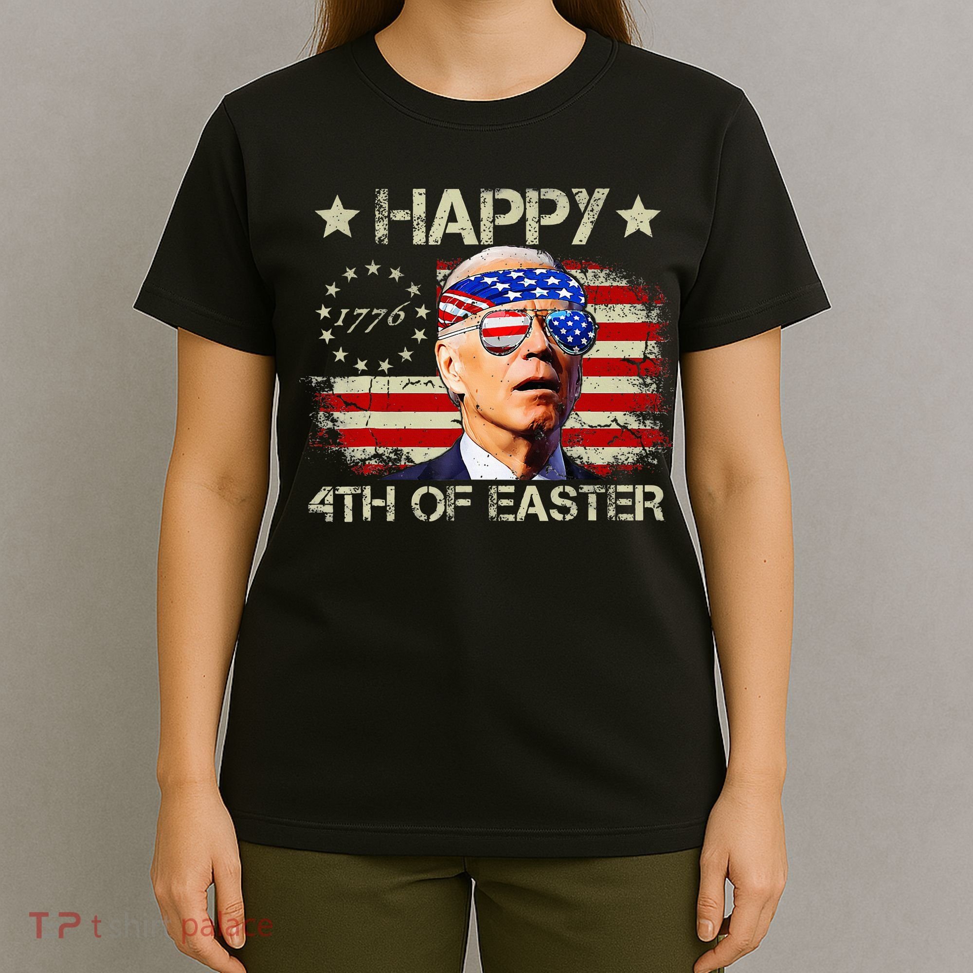 Funny Joe Biden 4th Of July Happy 4th Of Easter Us Flag T-Shirt