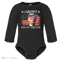 Funny Joe Biden 4th Of July Happy 4th Of Easter Us Flag Baby Long Sleeve Bodysuit thumb 0