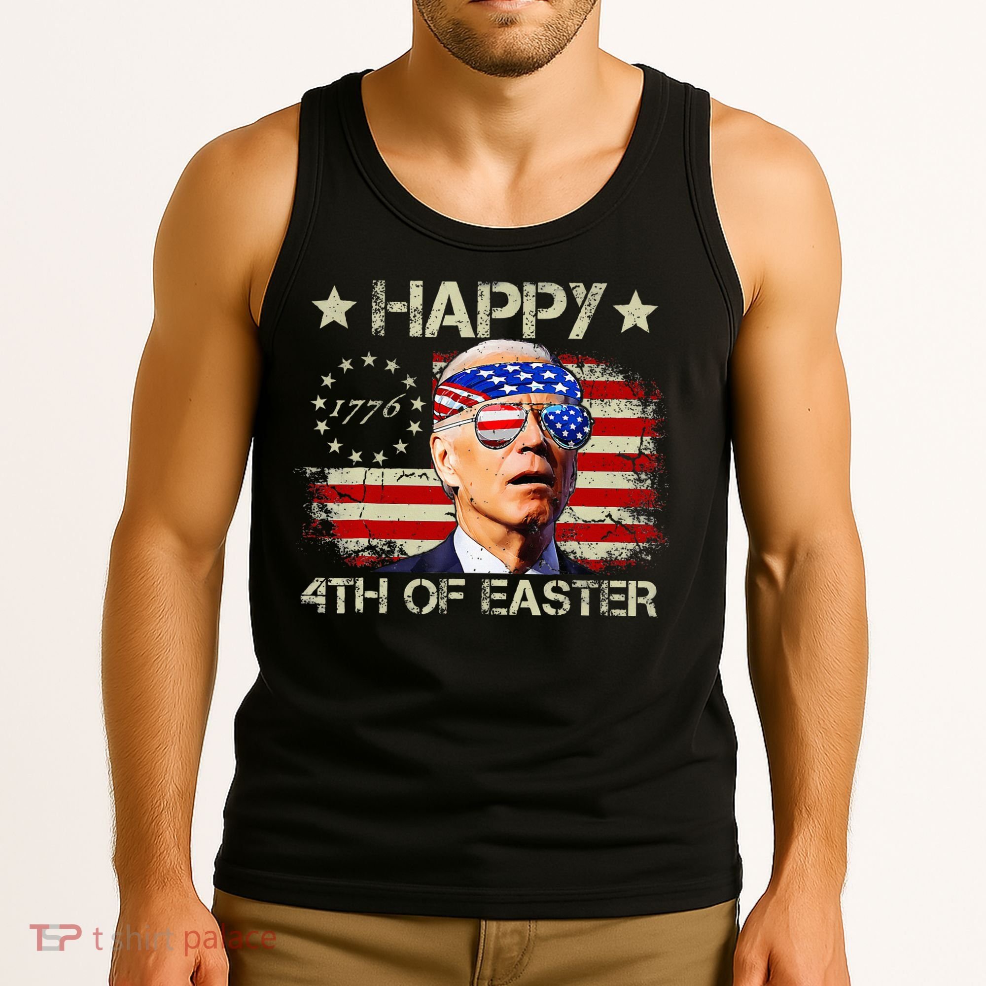 Funny Joe Biden 4th Of July Happy 4th Of Easter Us Flag Tank Top