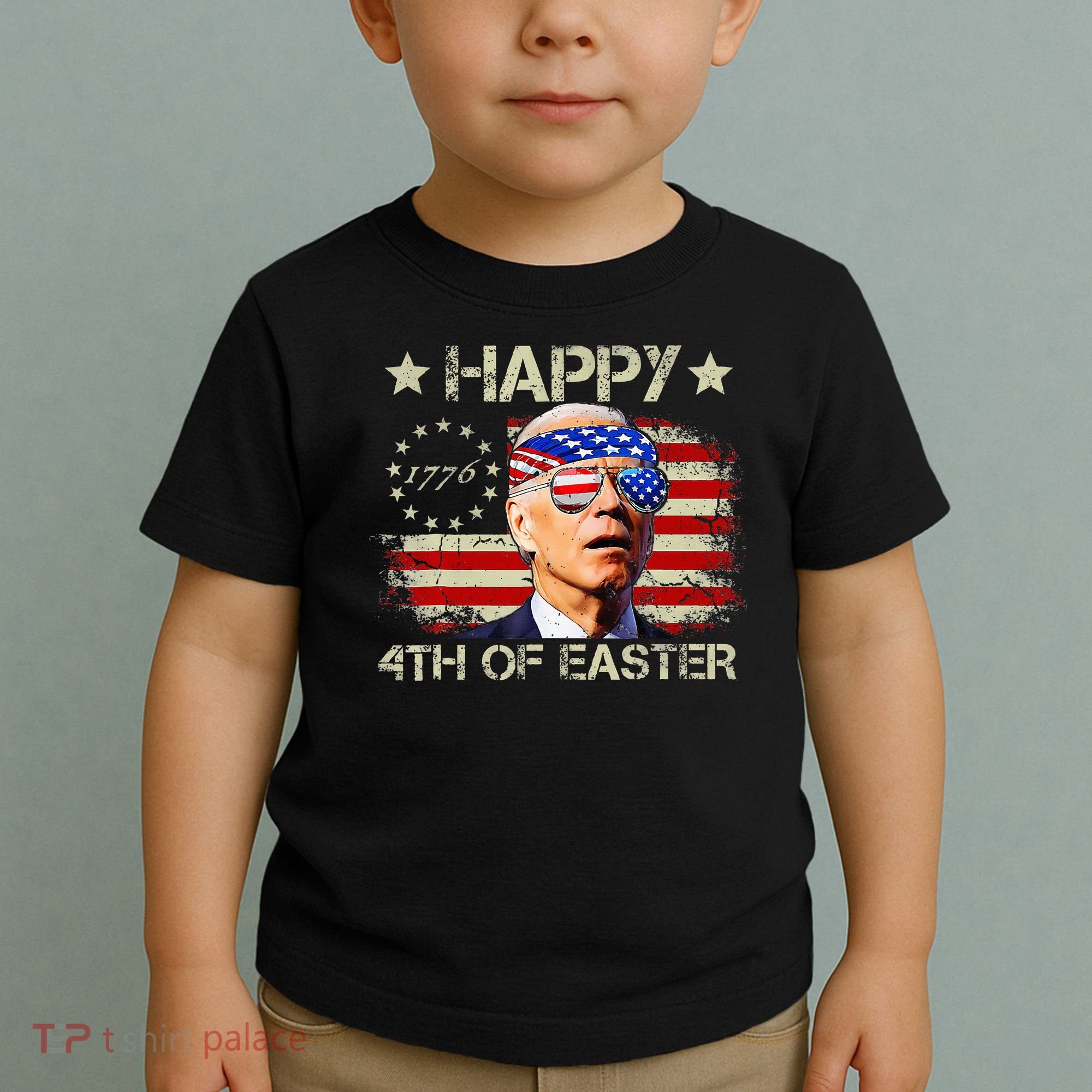 Funny Joe Biden 4th Of July Happy 4th Of Easter Us Flag Toddler T-Shirt