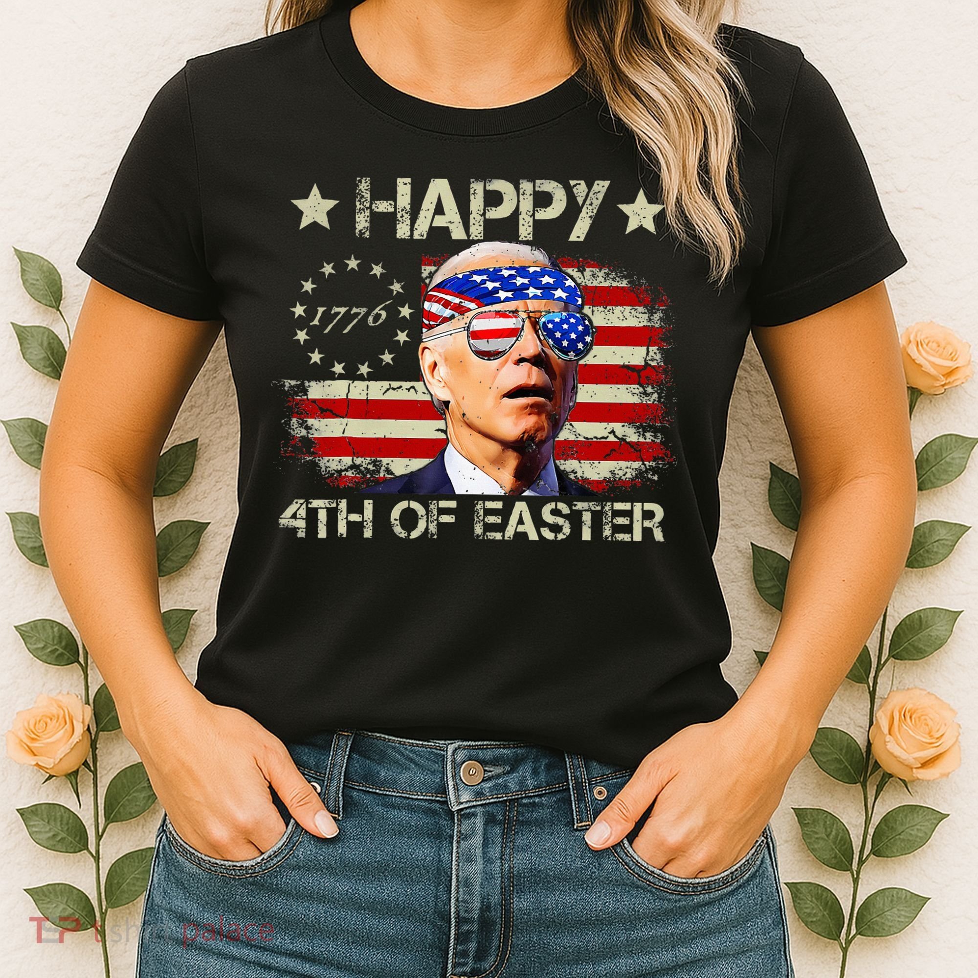 Funny Joe Biden 4th Of July Happy 4th Of Easter Us Flag Women's T-Shirt