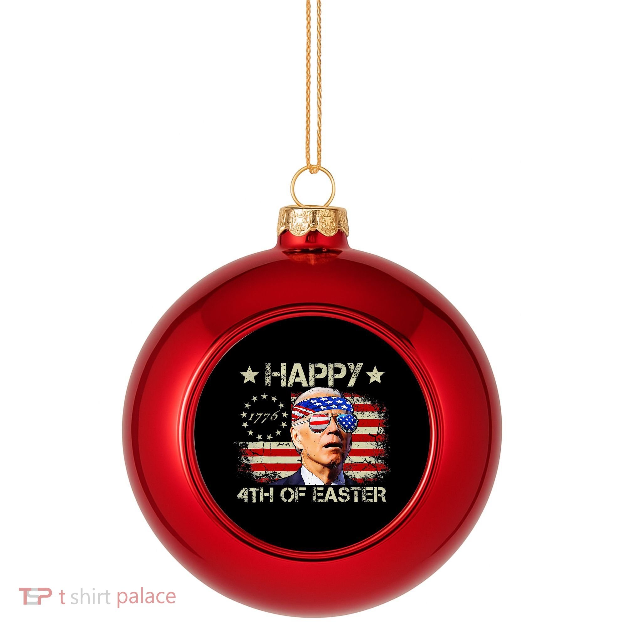 Funny Joe Biden 4th Of July Happy 4th Of Easter Us Flag Plastic Christmas Ball Ornament