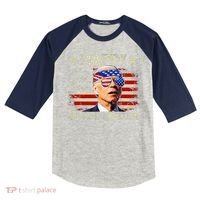 Funny Joe Biden 4th Of July Happy 4th Of Easter Us Flag Kids Colorblock Raglan Jersey thumb 0