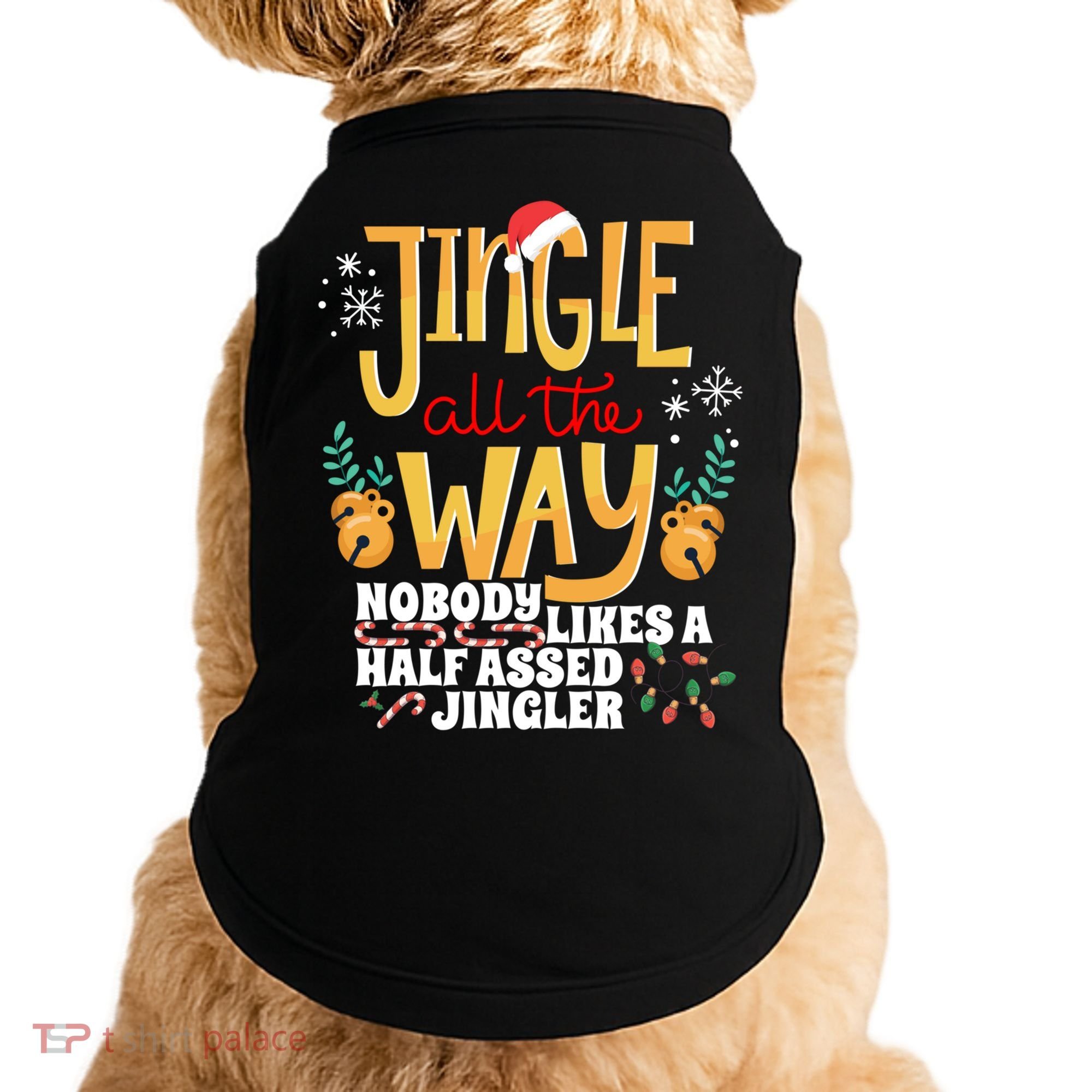 Funny Jingle Bells Half Assed Jingler Xmas Gag Gift Doggie Tank