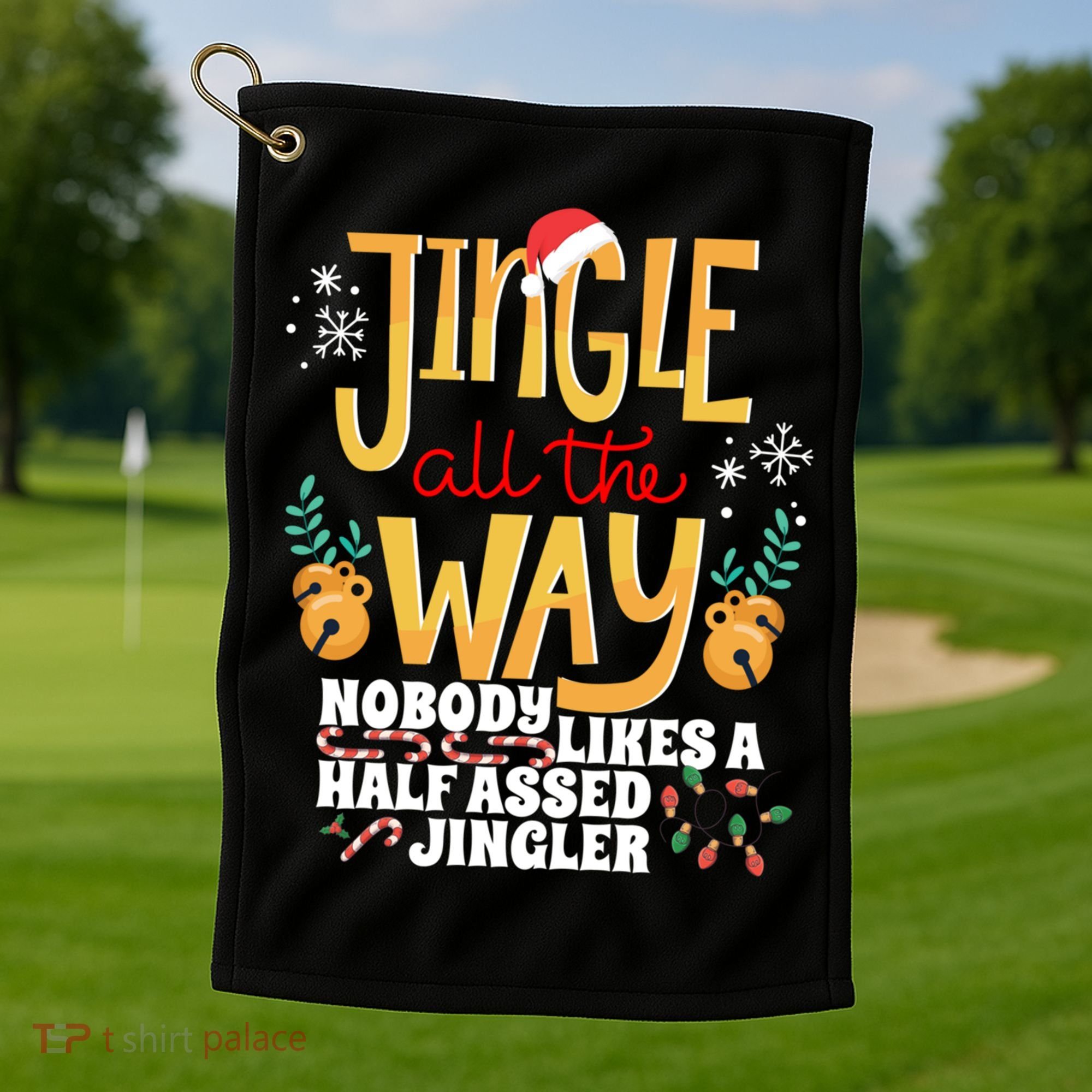 Funny Jingle Bells Half Assed Jingler Xmas Gag Gift Golf Towel