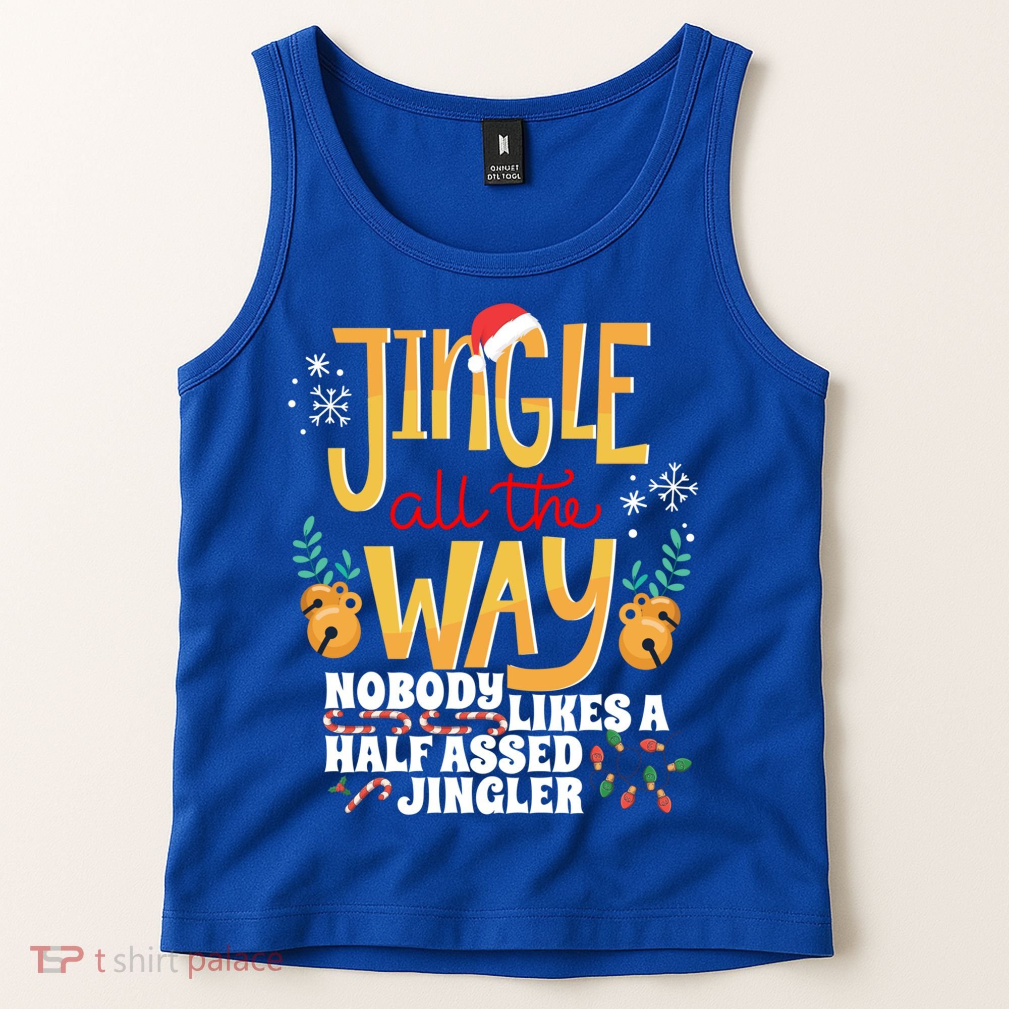 Funny Jingle Bells Half Assed Jingler Xmas Gag Gift Tank Top
