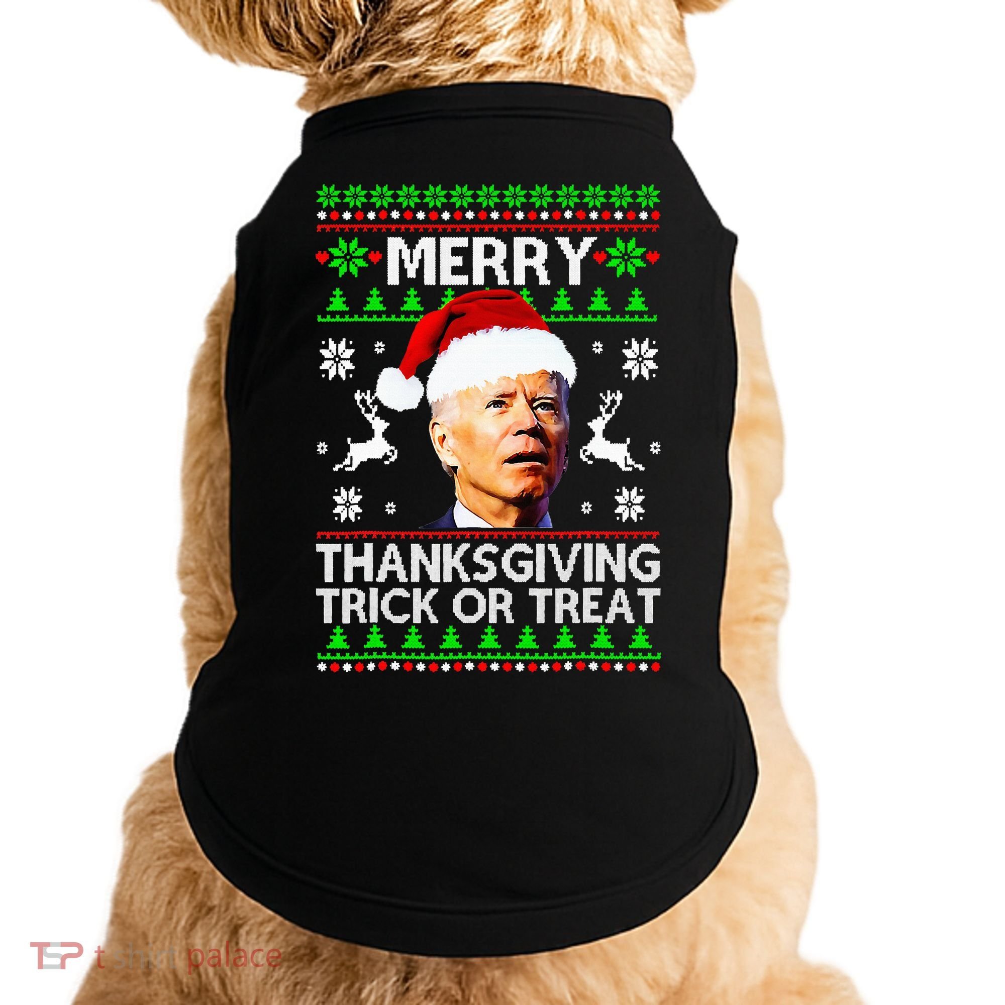 Funny Joe Biden Merry Thanksgiving Trick Or Treat Doggie Tank