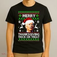 Funny Joe Biden Merry Thanksgiving Trick Or Treat T-Shirt thumb 3