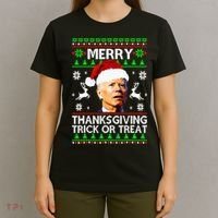 Funny Joe Biden Merry Thanksgiving Trick Or Treat T-Shirt thumb 4