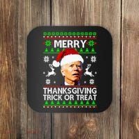 Funny Joe Biden Merry Thanksgiving Trick Or Treat Coaster thumb 0